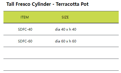 Tall Fresco Cylinder - Terracotta Pot