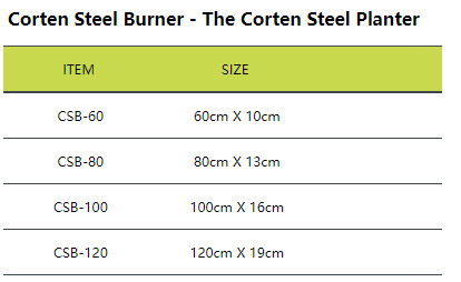 Corten Steel Burner - The Corten Steel Planter