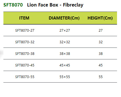 SFT8070 Lion Face Box - Fibreclay