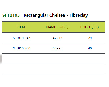 SFT8103 Rectangular Chelsea - Fibreclay