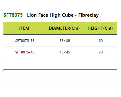 SFT8075 Lion Face High Cube - Fibreclay